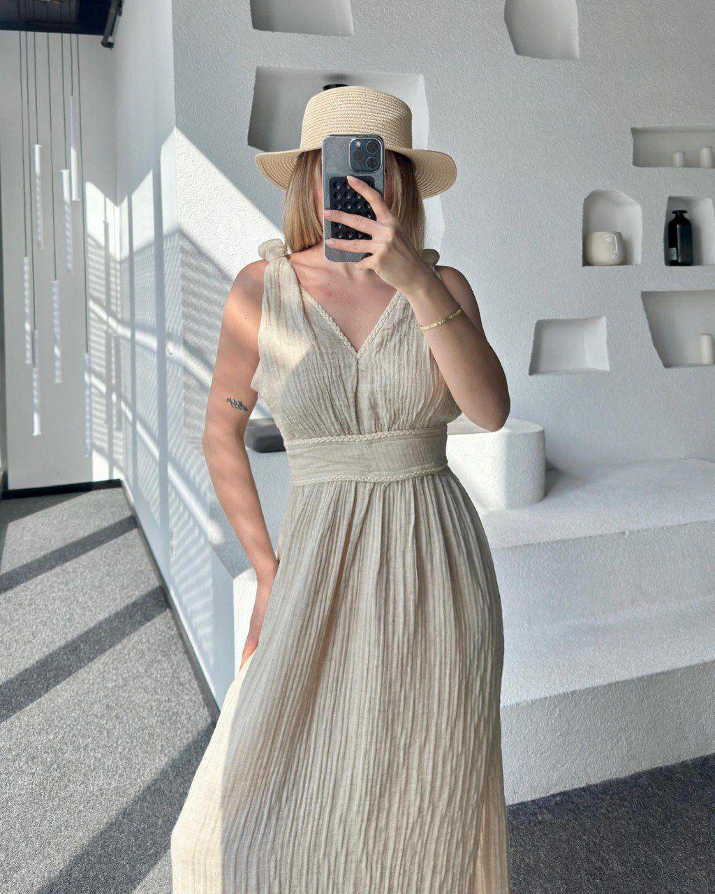 ELBİSEModa MTKTNELBS900Omuz Düğümlü Keten Elbise 