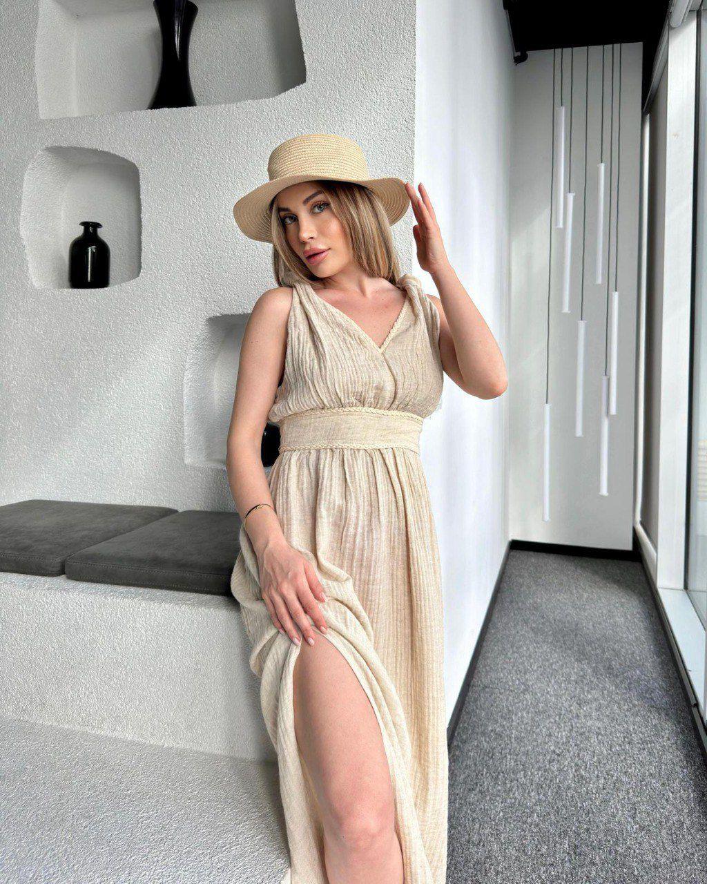 ELBİSEModa MTKTNELBS900Omuz Düğümlü Keten Elbise 