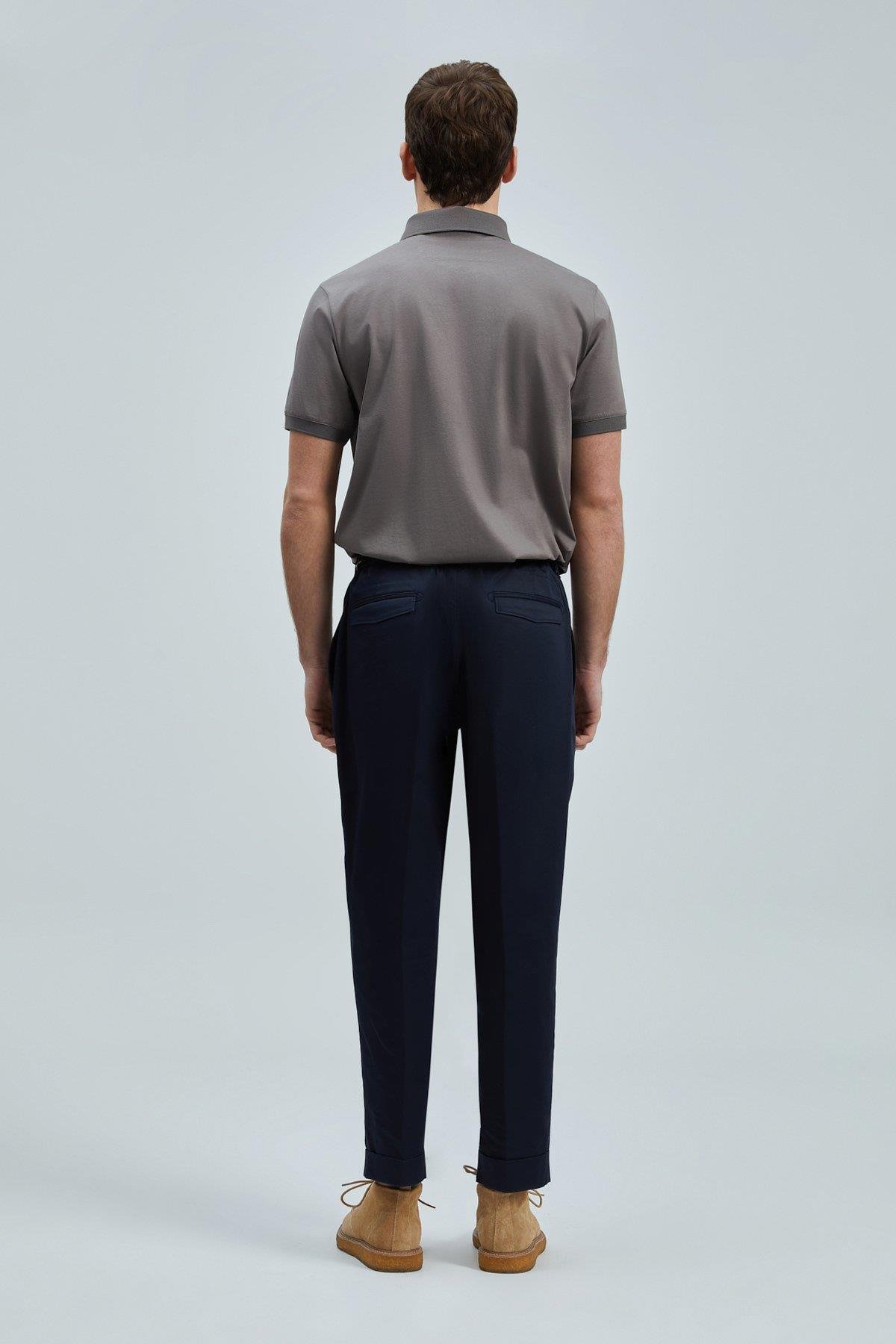 Albert Smart Erkek Chino Pantolon Comfort Pileli Lacivert
