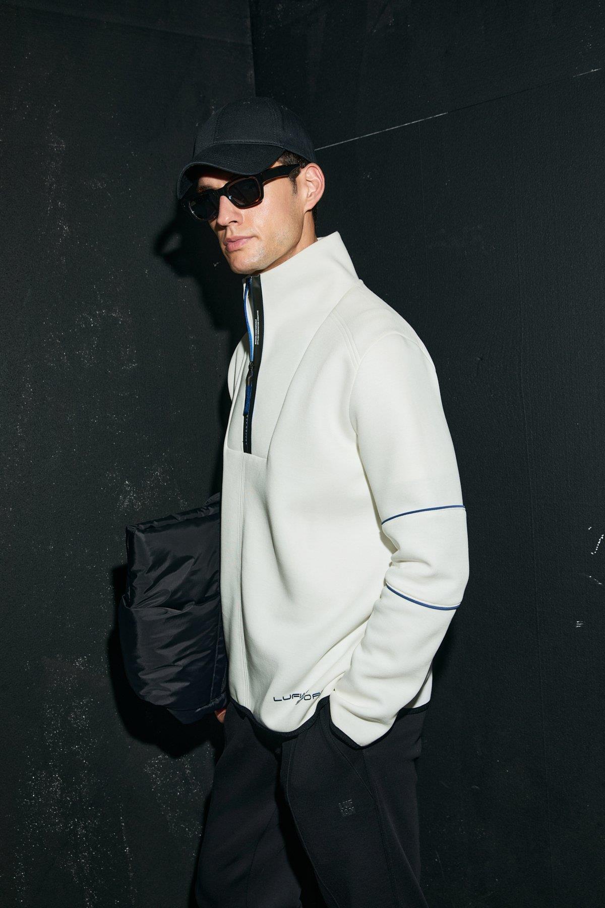 Art Erkek Sweatshirt Kırık Beyaz