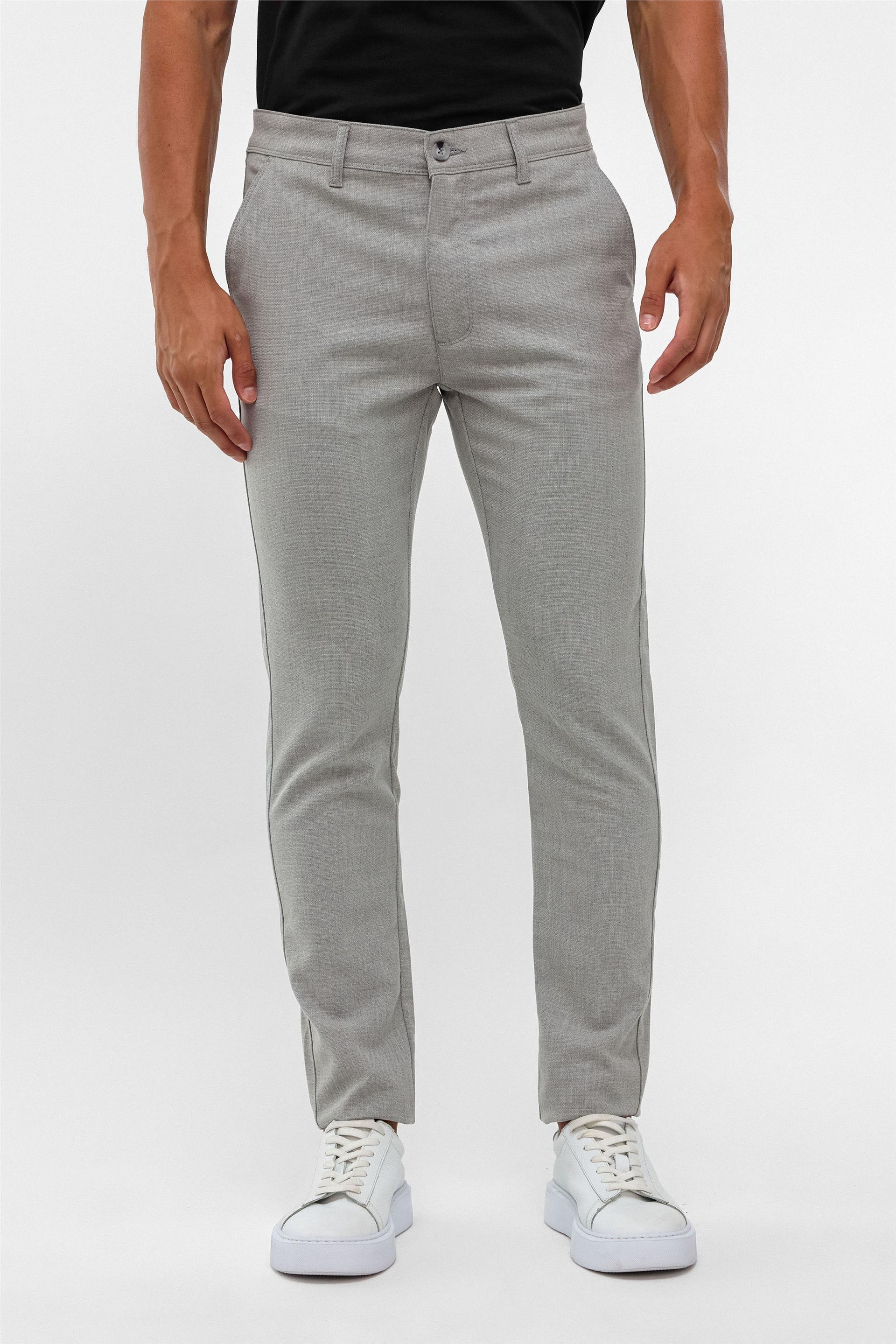 Gri Slim Desenli Pantolon