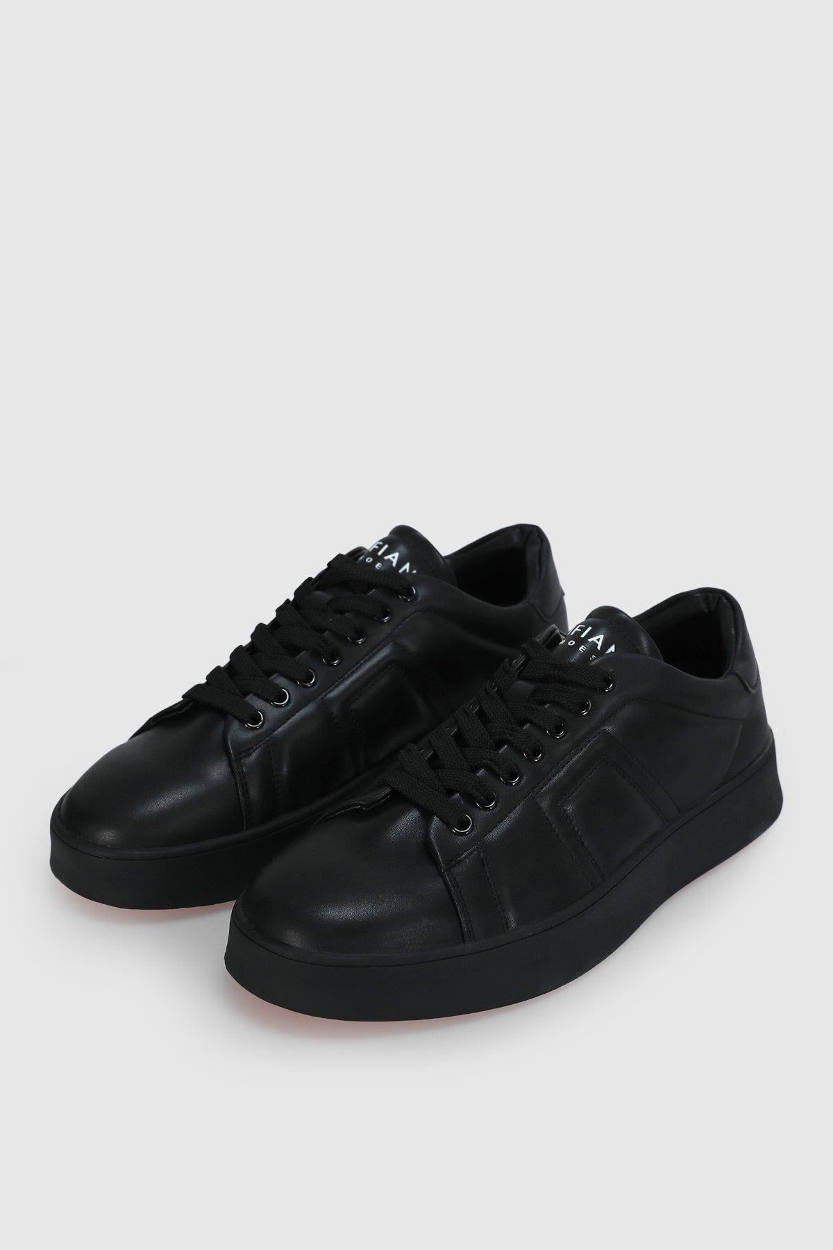 Zeus Erkek Deri Sneaker Ayakkabı Siyah