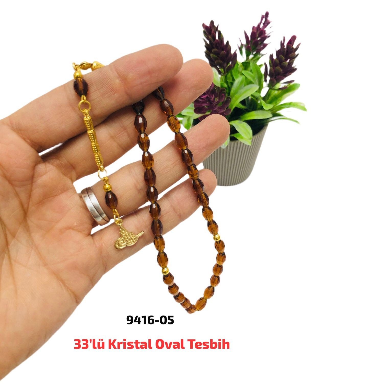 33 lü Kristal Oval Tesbih