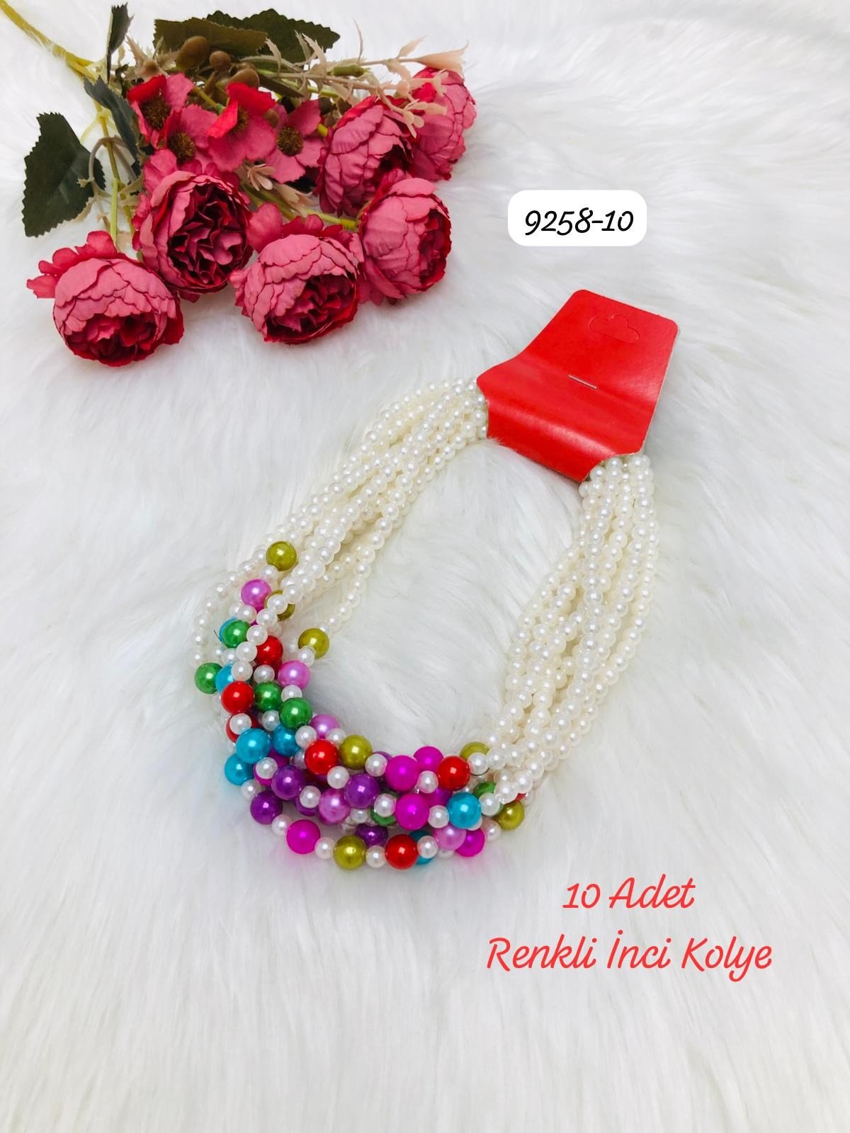 9258 Renkli İnci Kolye