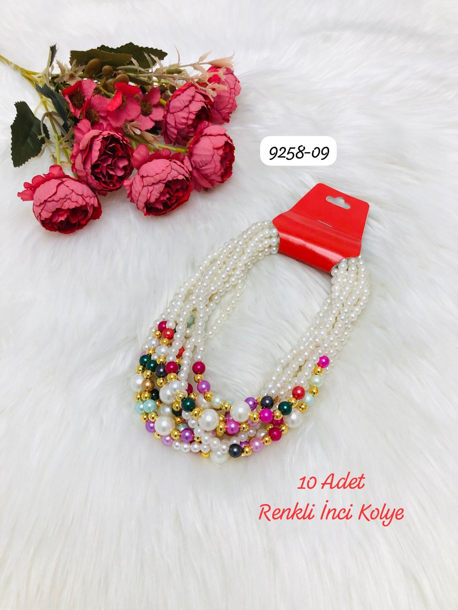 9258 Renkli İnci Kolye