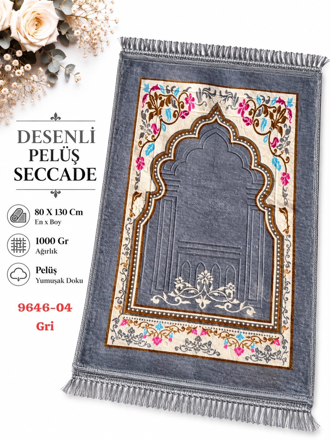 Desenli Peluş Seccade