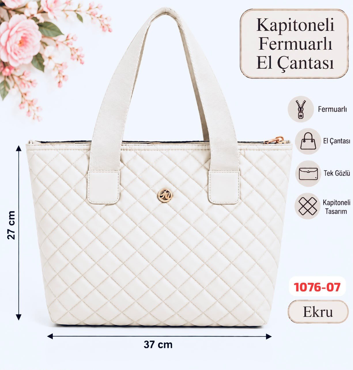 Kapitone Büyük Boy El Çantası