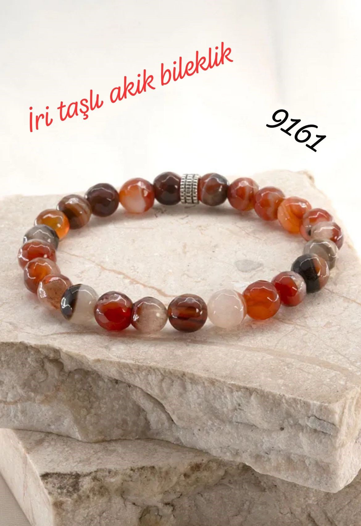 9161 İri Taşlı Akik Bileklik