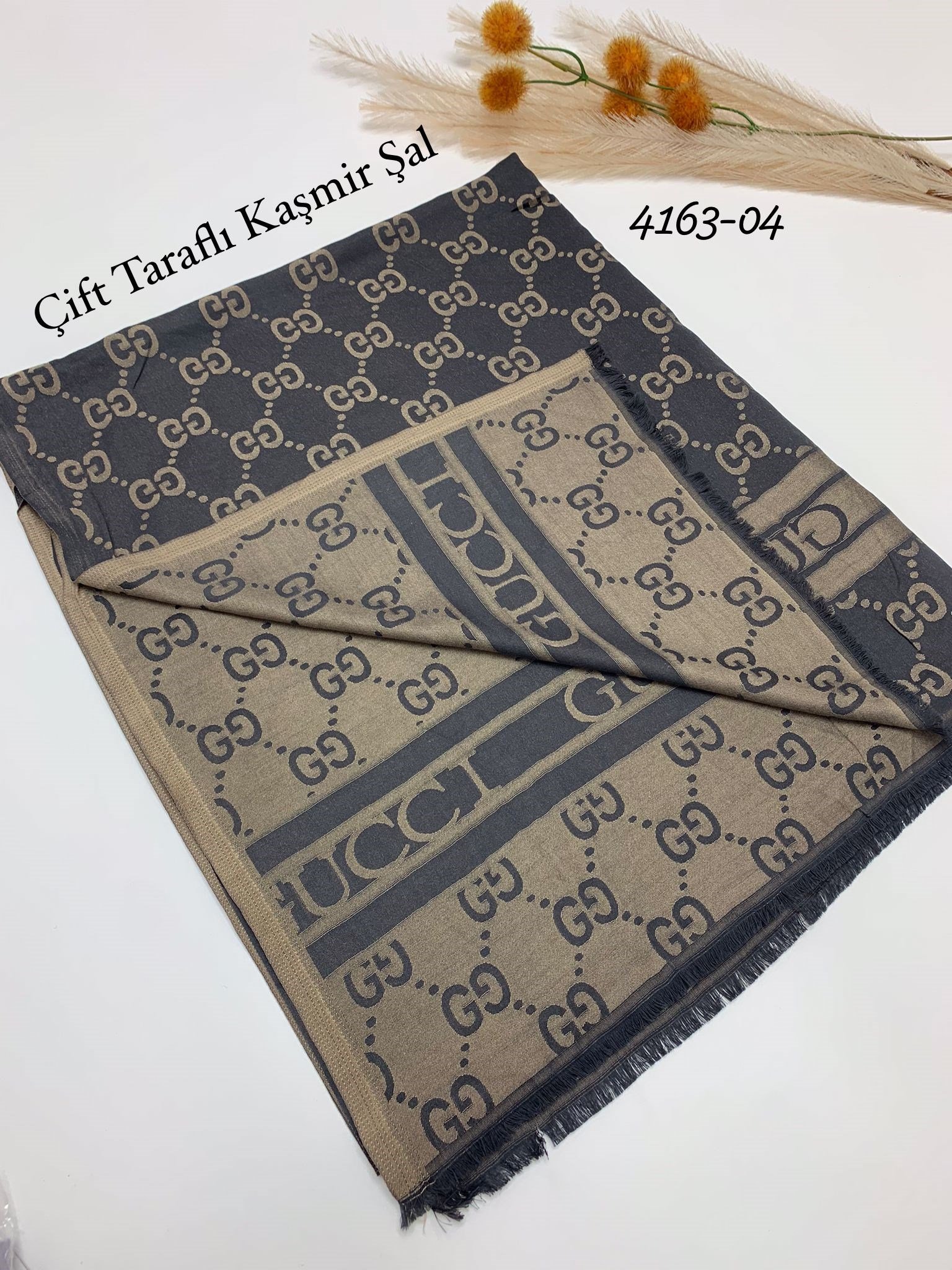 4163 Çift Taraflı İpeksi Kaşmir Şal
