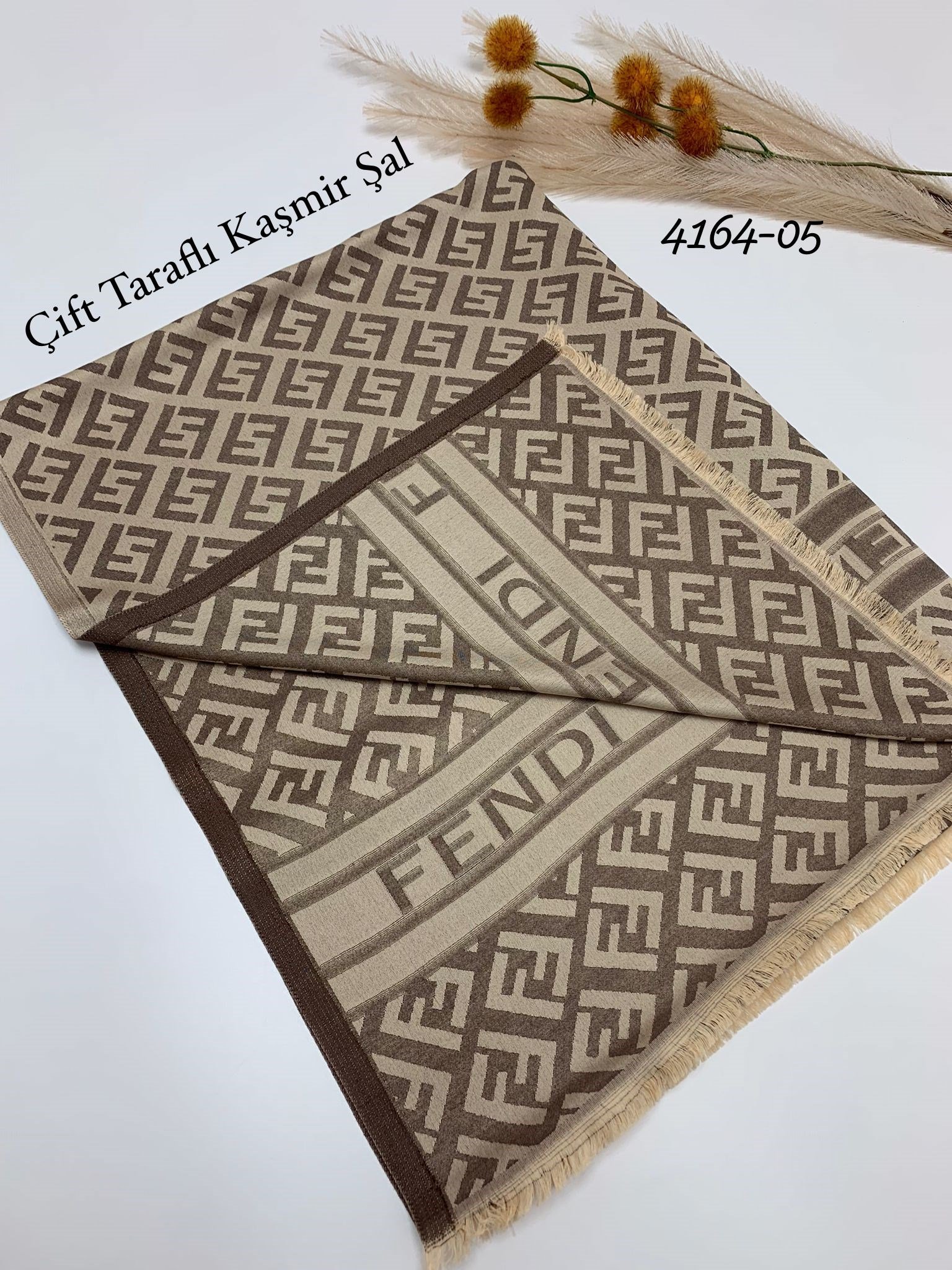 4164 Çift Taraflı İpeksi Kaşmir Şal