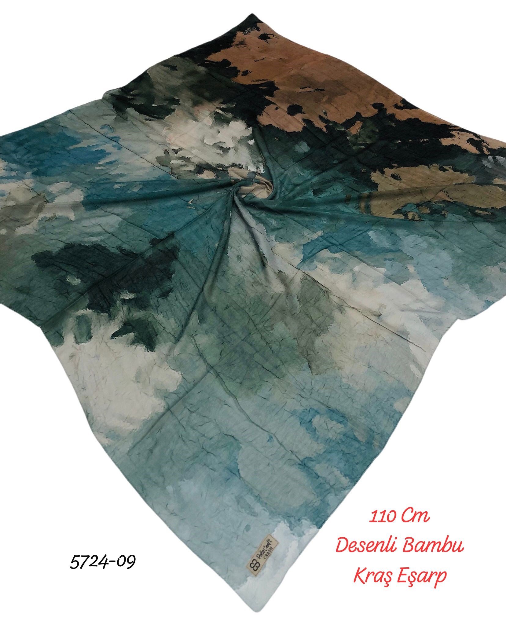 5724 110cm Desenli Bambu Kraş Eşarp