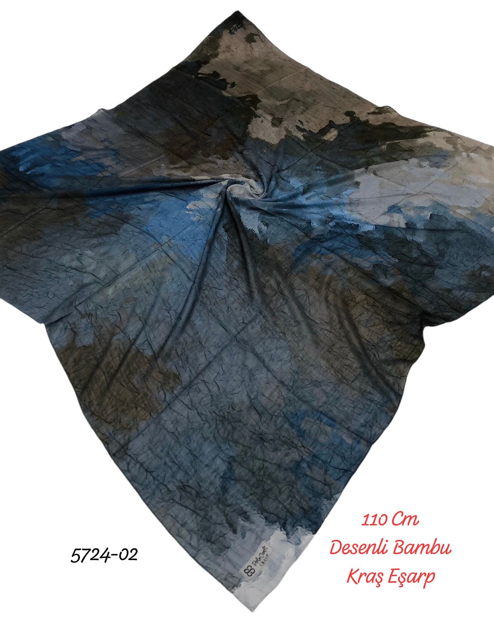 5724 110cm Desenli Bambu Kraş Eşarp