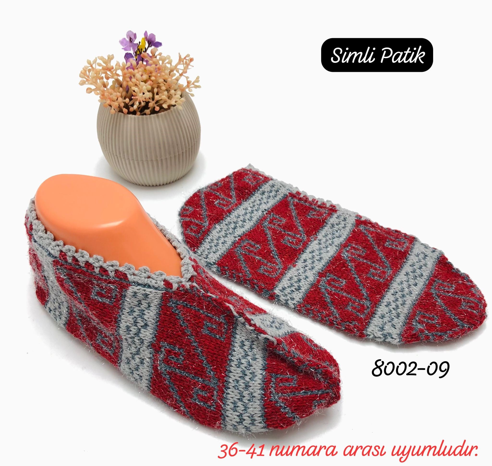 8002 Desenli Simli Patik