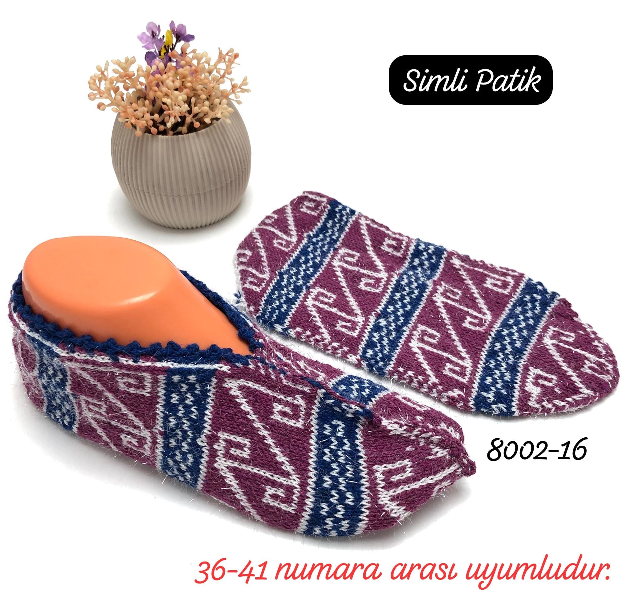 8002 Desenli Simli Patik