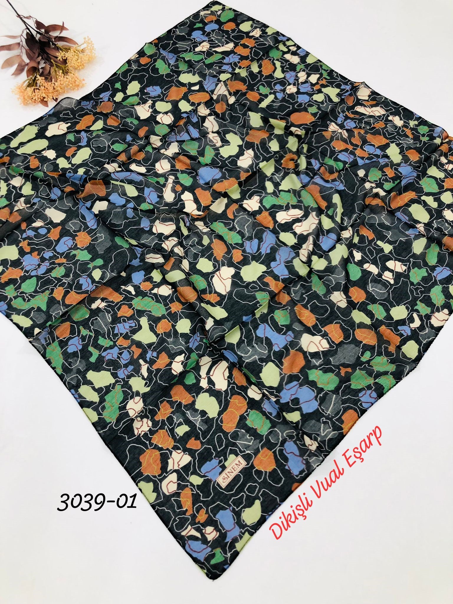 3039 Dikişli Vual Eşarp