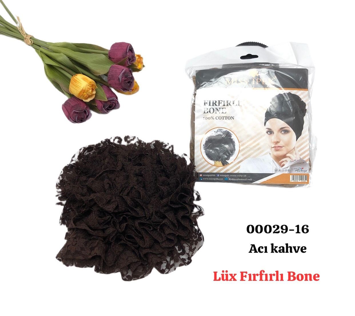 00029 Lüx Fırfırlı Bone Topuzlu