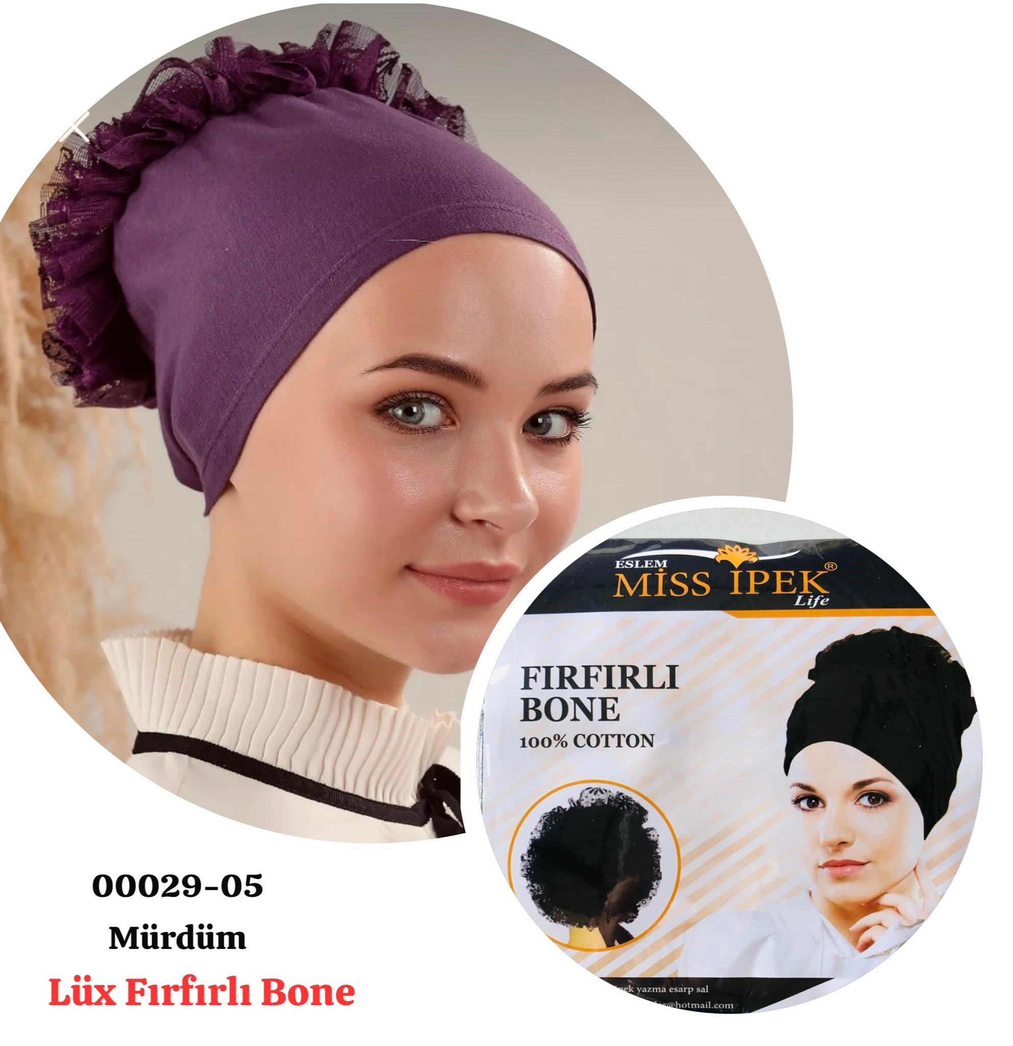 00029 Lüx Fırfırlı Bone Topuzlu