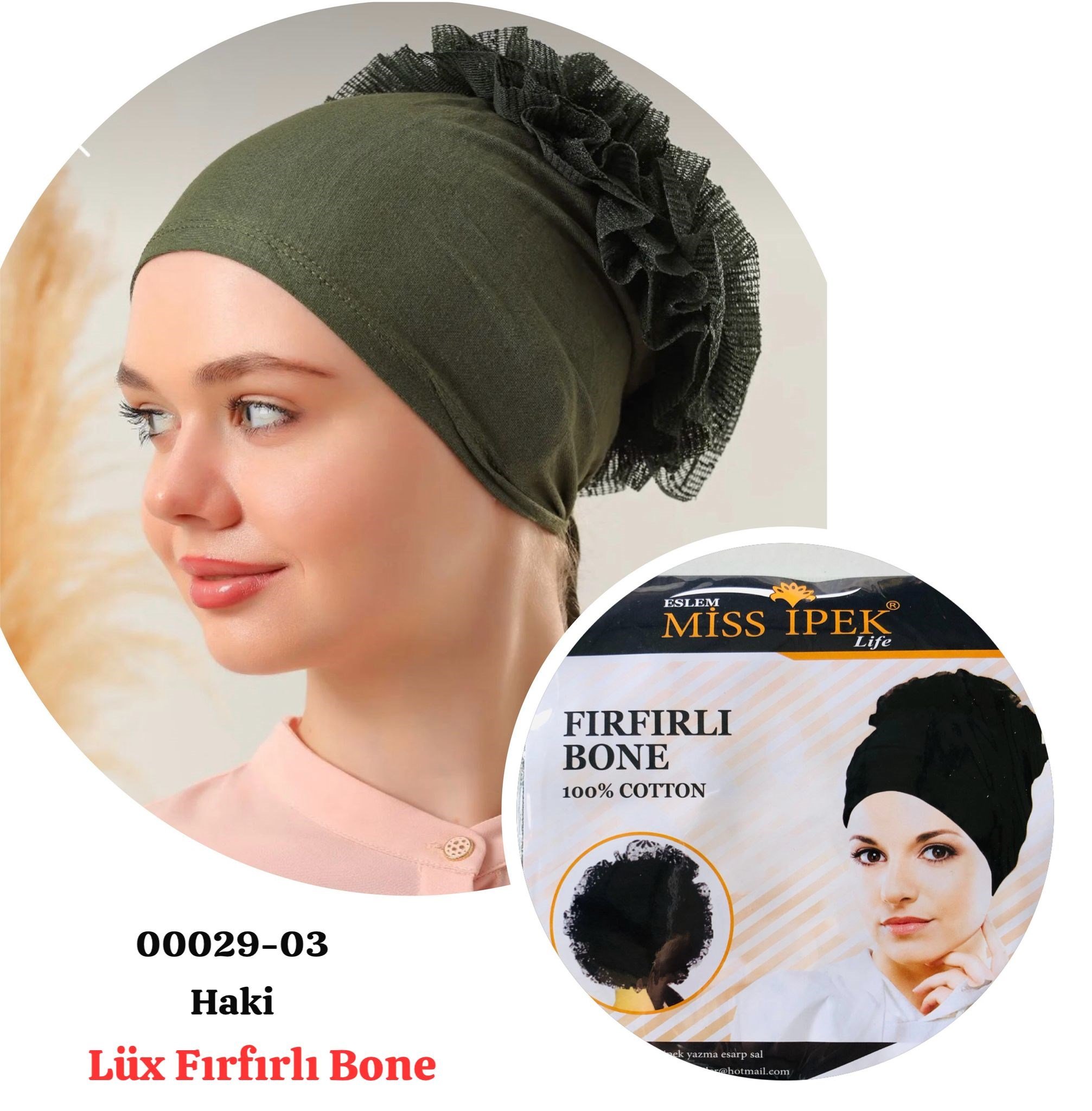 00029 Lüx Fırfırlı Bone Topuzlu