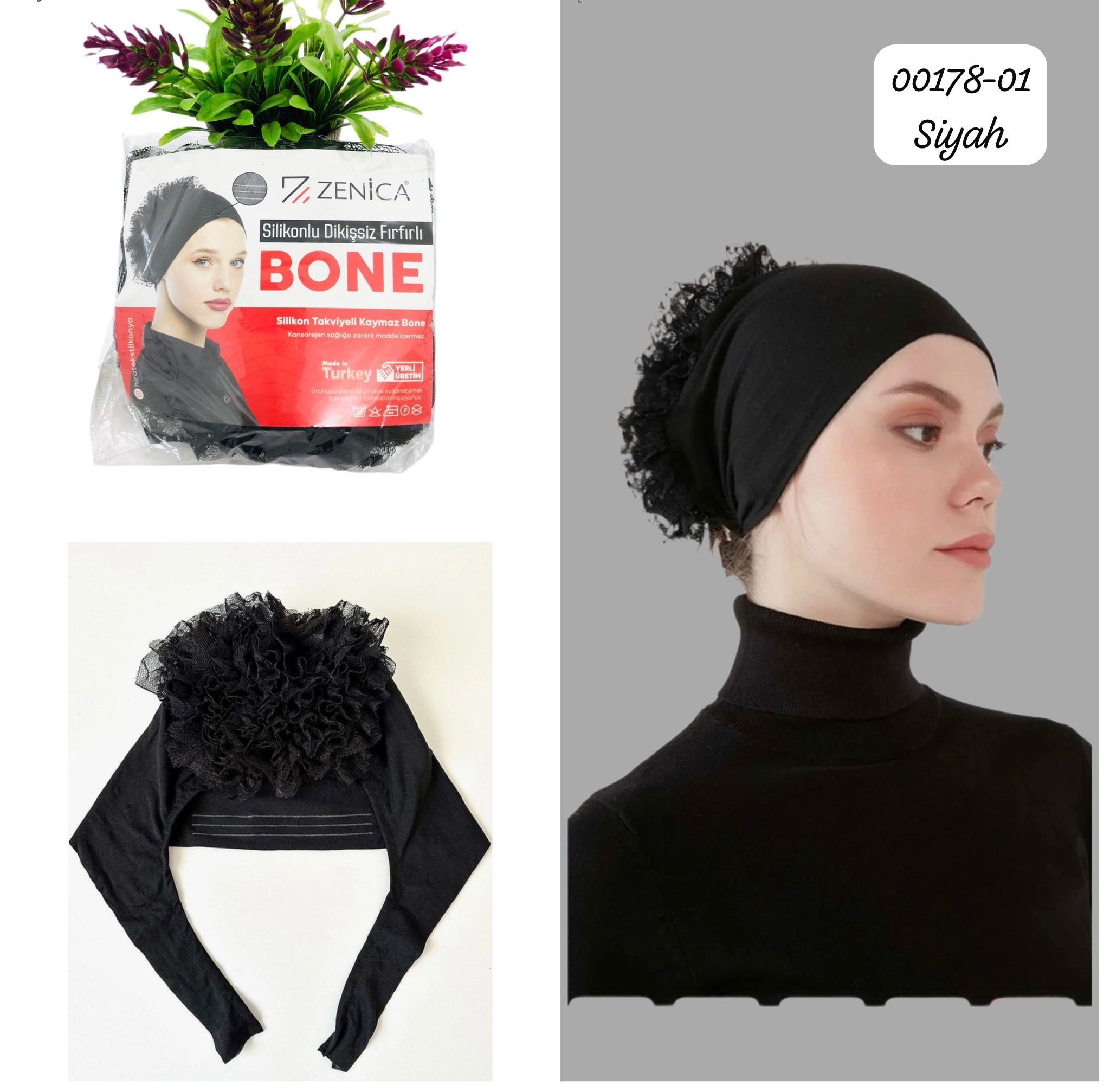 00178 Silikonlu Dikişsiz Fırfırlı Bone