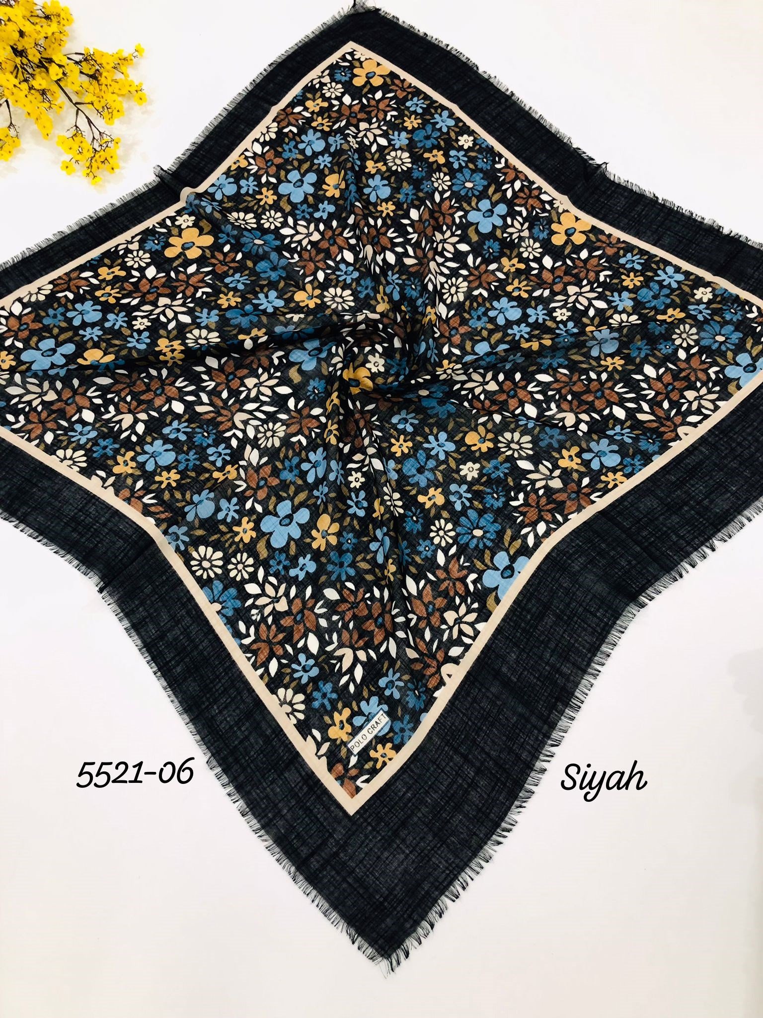 5521 Flamlı  Pamuk Eşarp