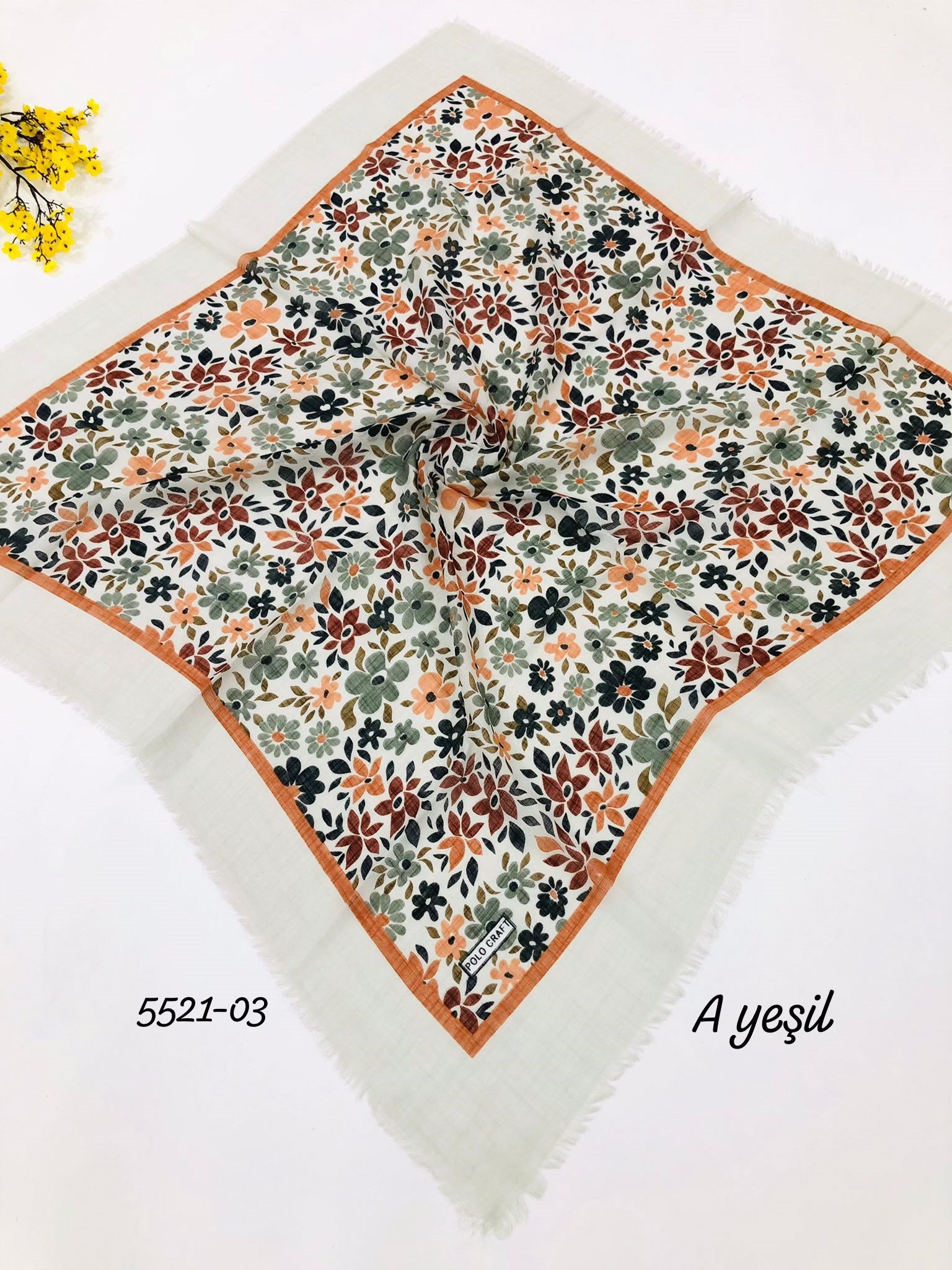 5521 Flamlı  Pamuk Eşarp