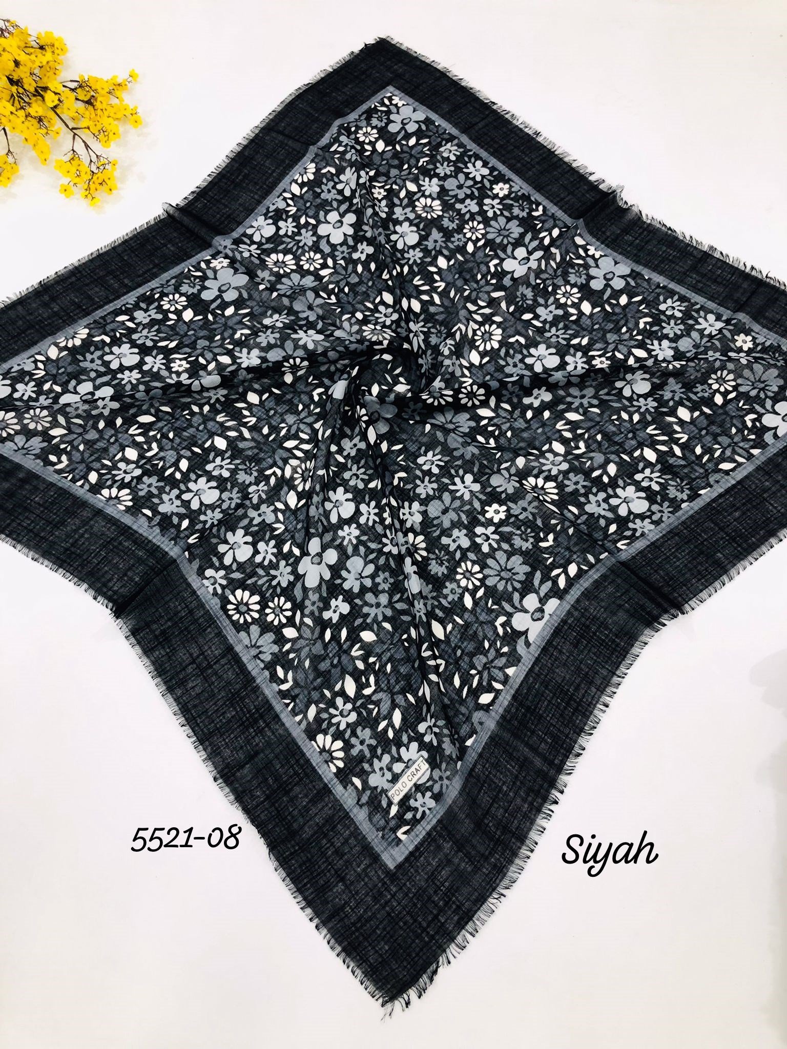 5521 Flamlı  Pamuk Eşarp