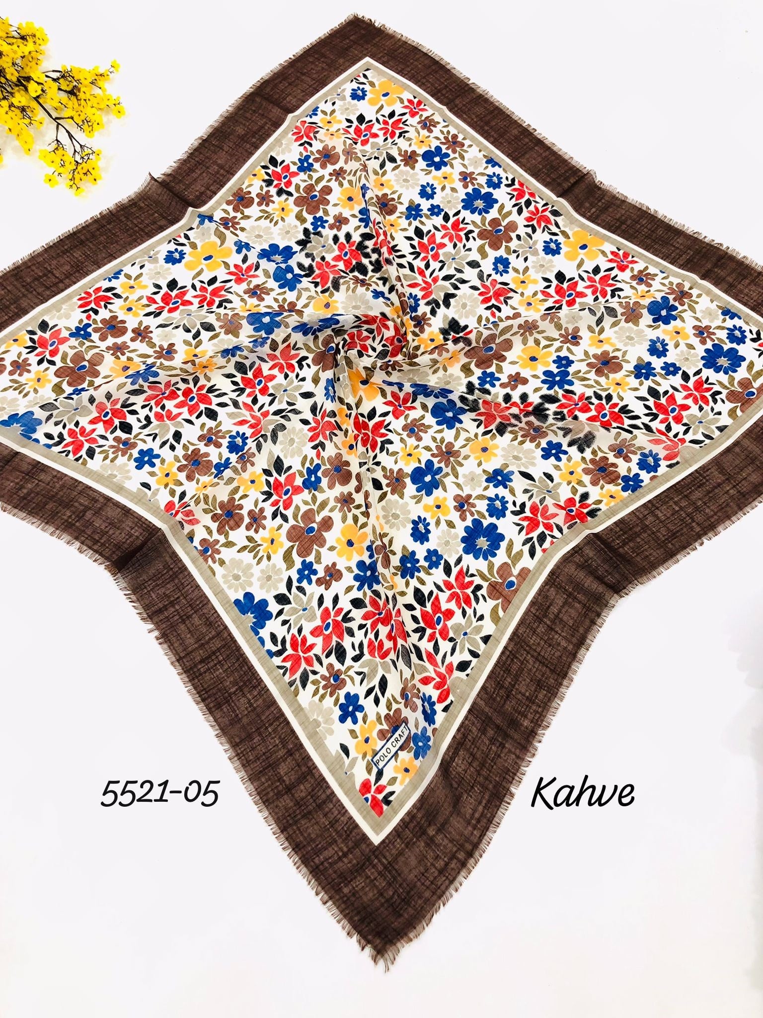 5521 Flamlı  Pamuk Eşarp