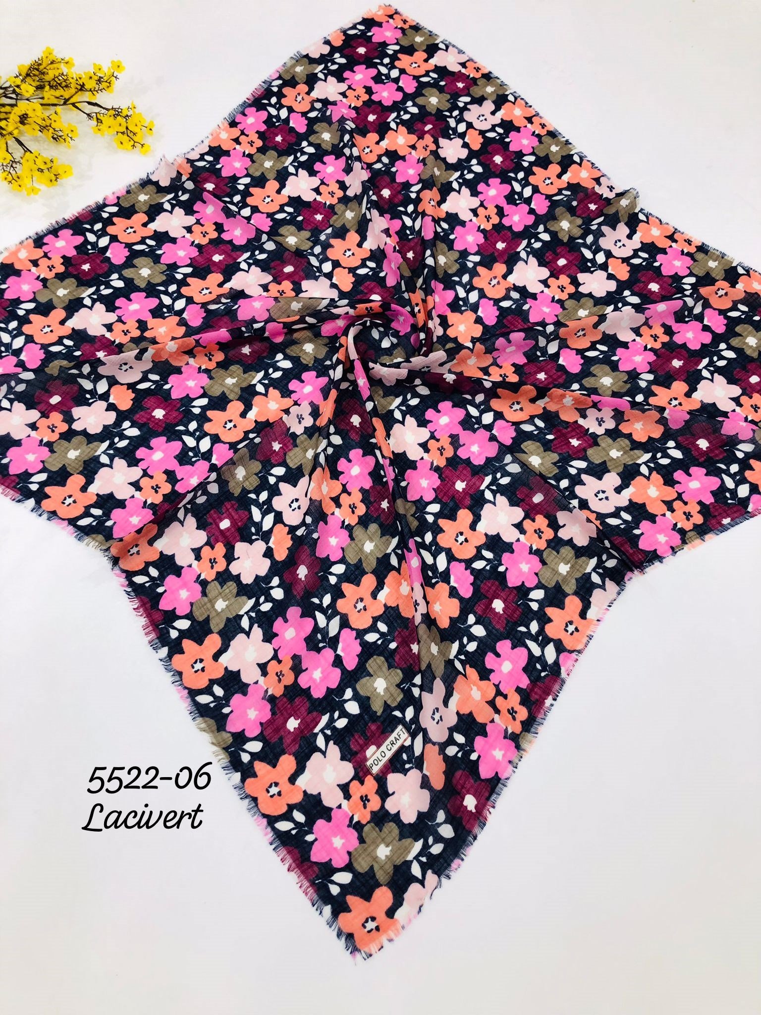 5522 Flamlı  Pamuk Eşarp