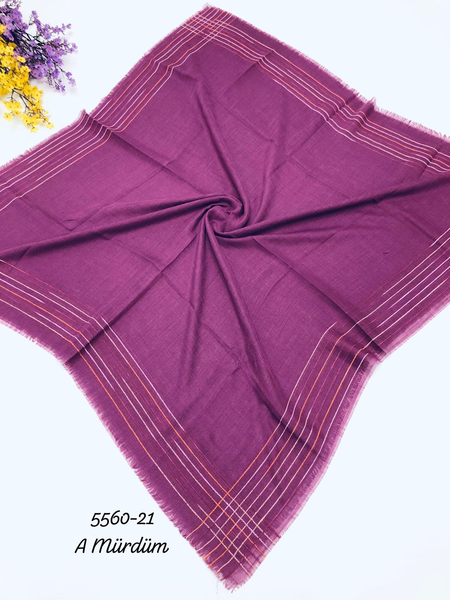 5560 Kenar Şeritli Pamuk Eşarp