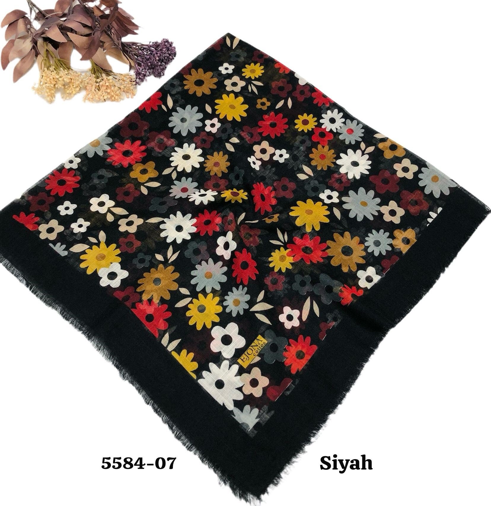 5584 Flamlı Pamuk Eşarp