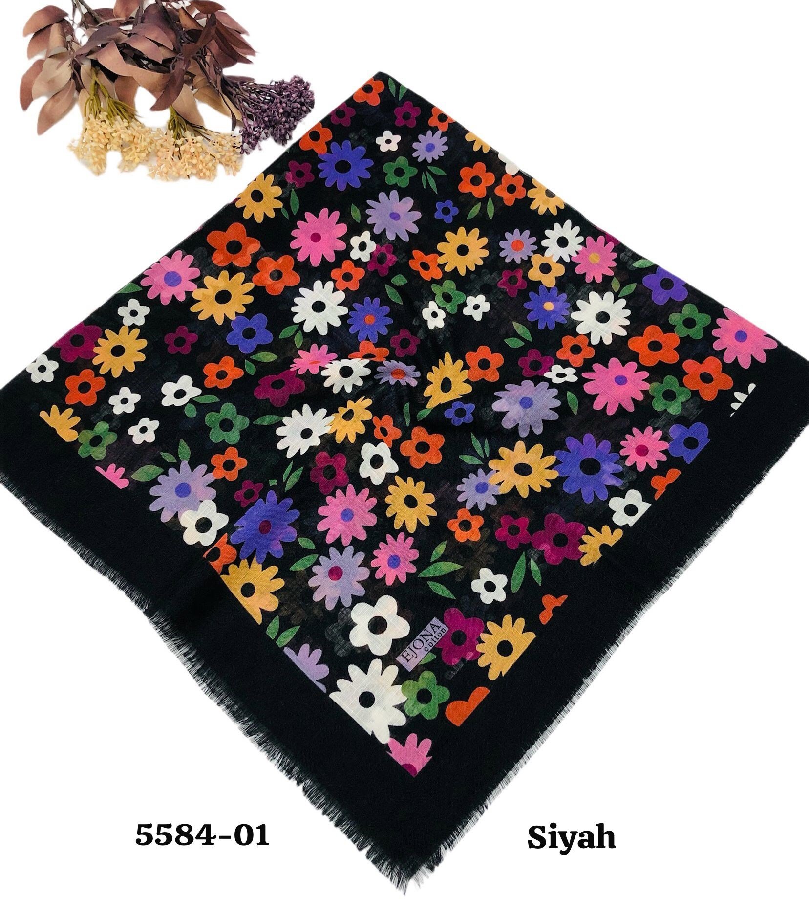 5584 Flamlı Pamuk Eşarp