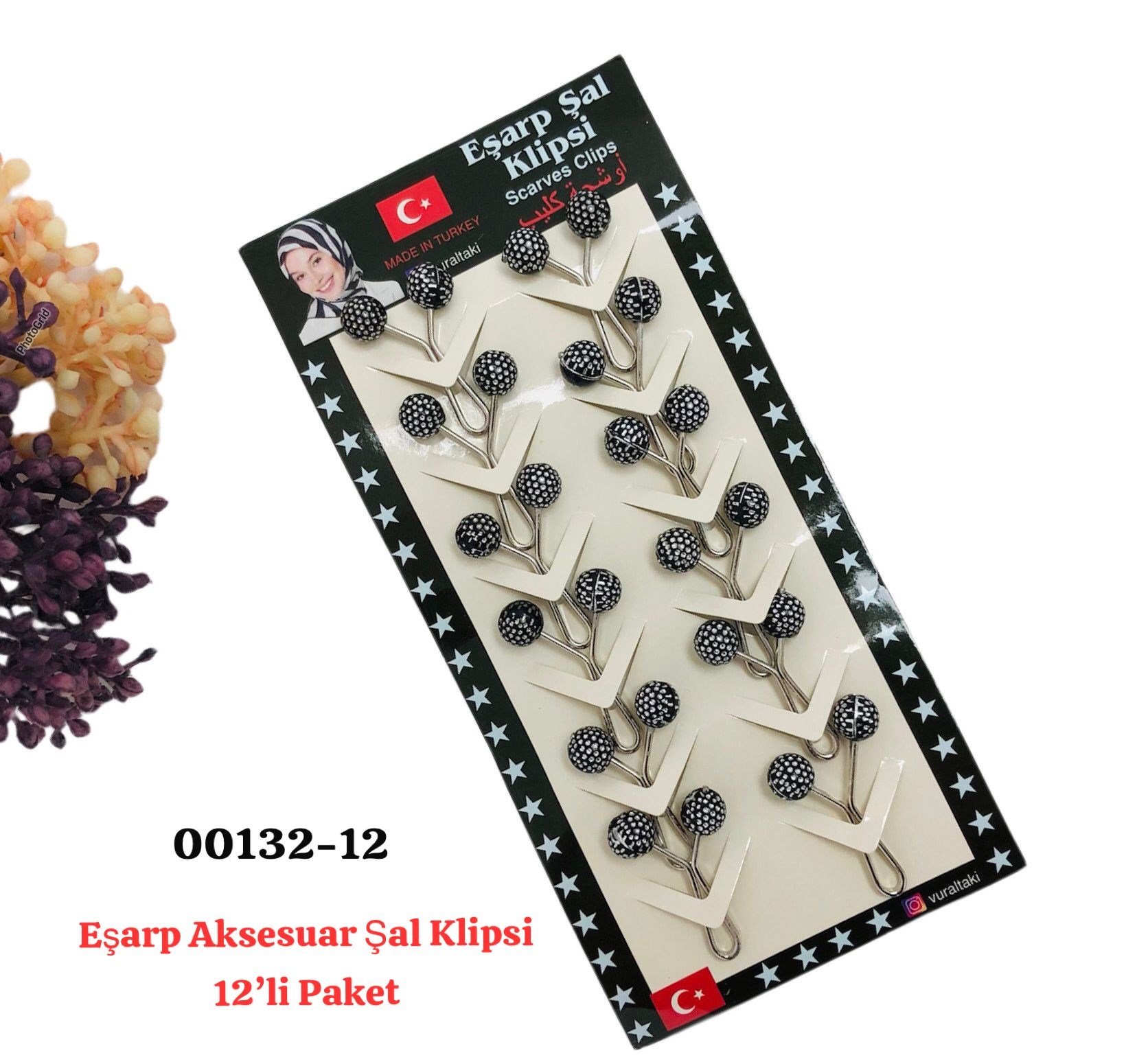 00132 Eşarp Aksesuar Şal Klips 12 'li