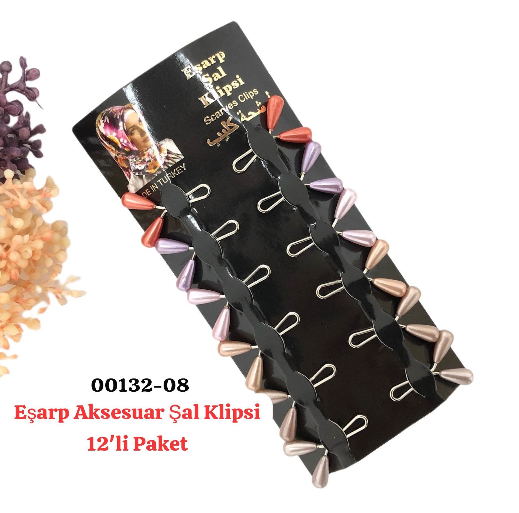 00132 Eşarp Aksesuar Şal Klips 12 'li