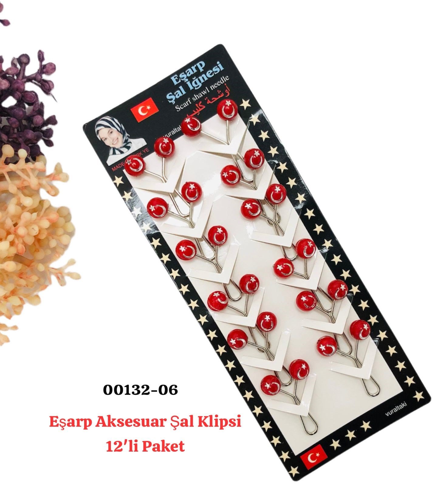 00132 Eşarp Aksesuar Şal Klips 12 'li