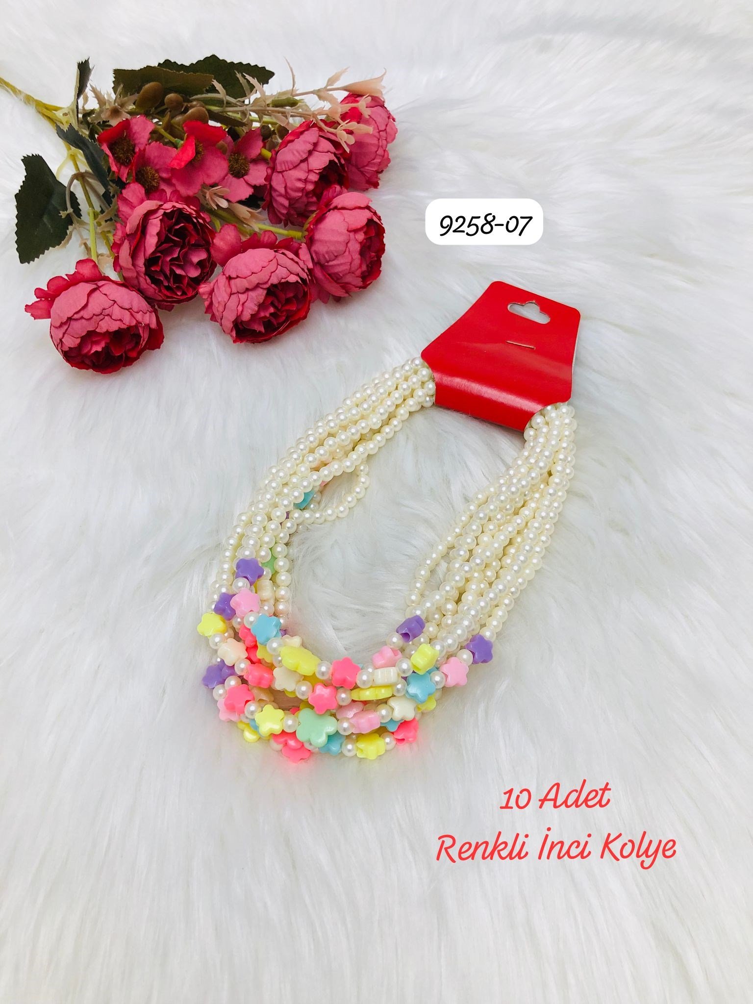 9258 Renkli İnci Kolye