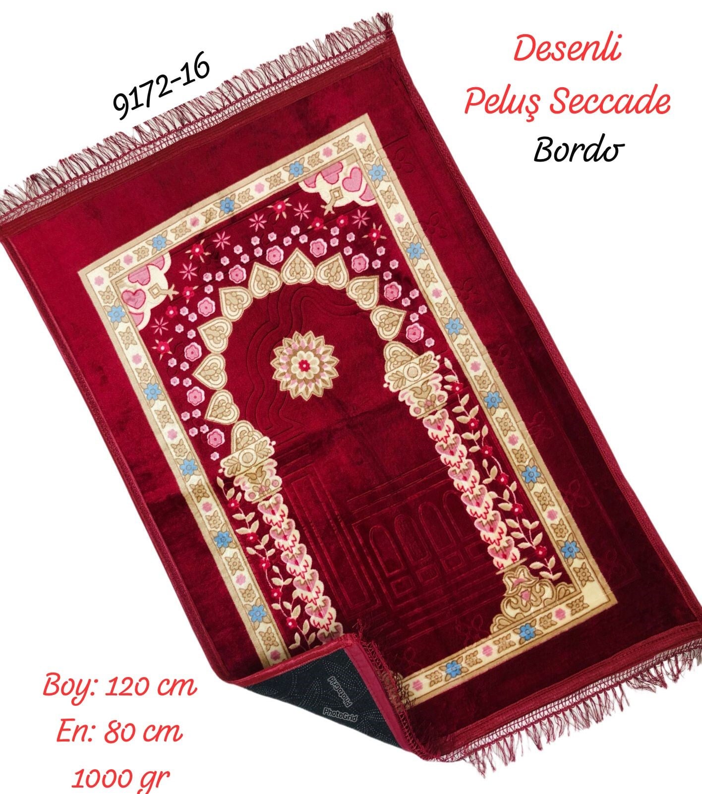 9172 Desenli Peluş Seccade