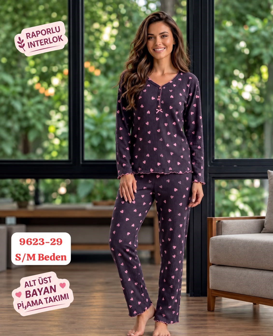 Raporlu İnterlok Pijama Takımı