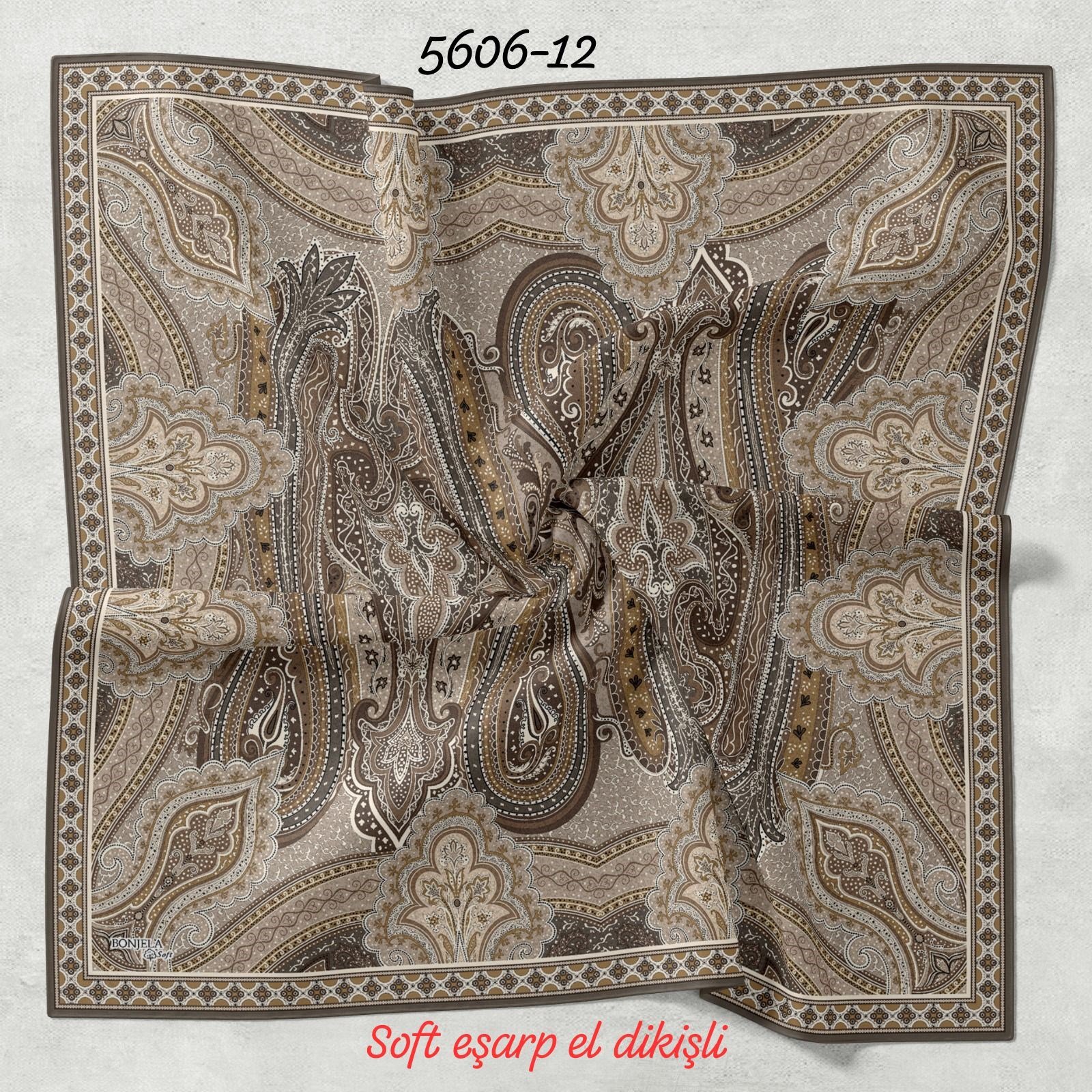 5606 Soft Eşarp El Dikişli