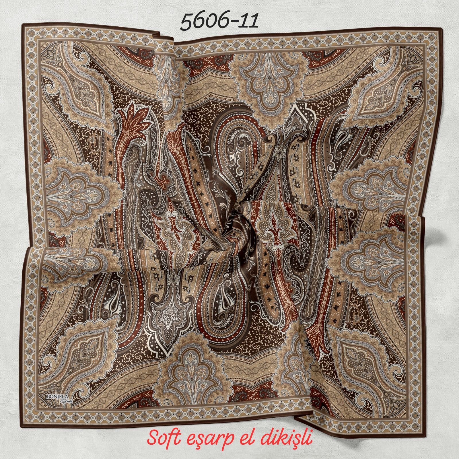 5606 Soft Eşarp El Dikişli
