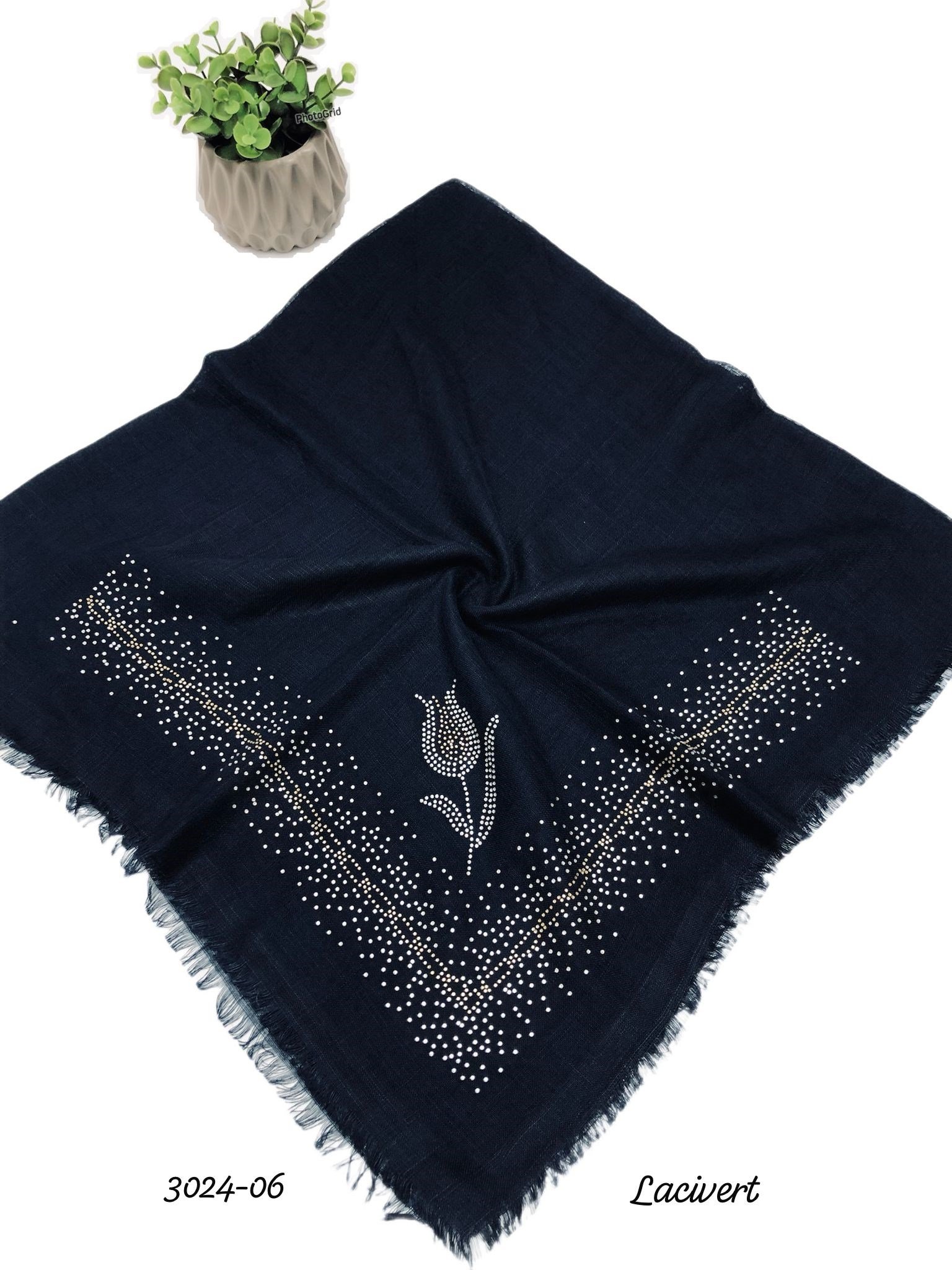 3024 Taşlı Flamlı Eşarp
