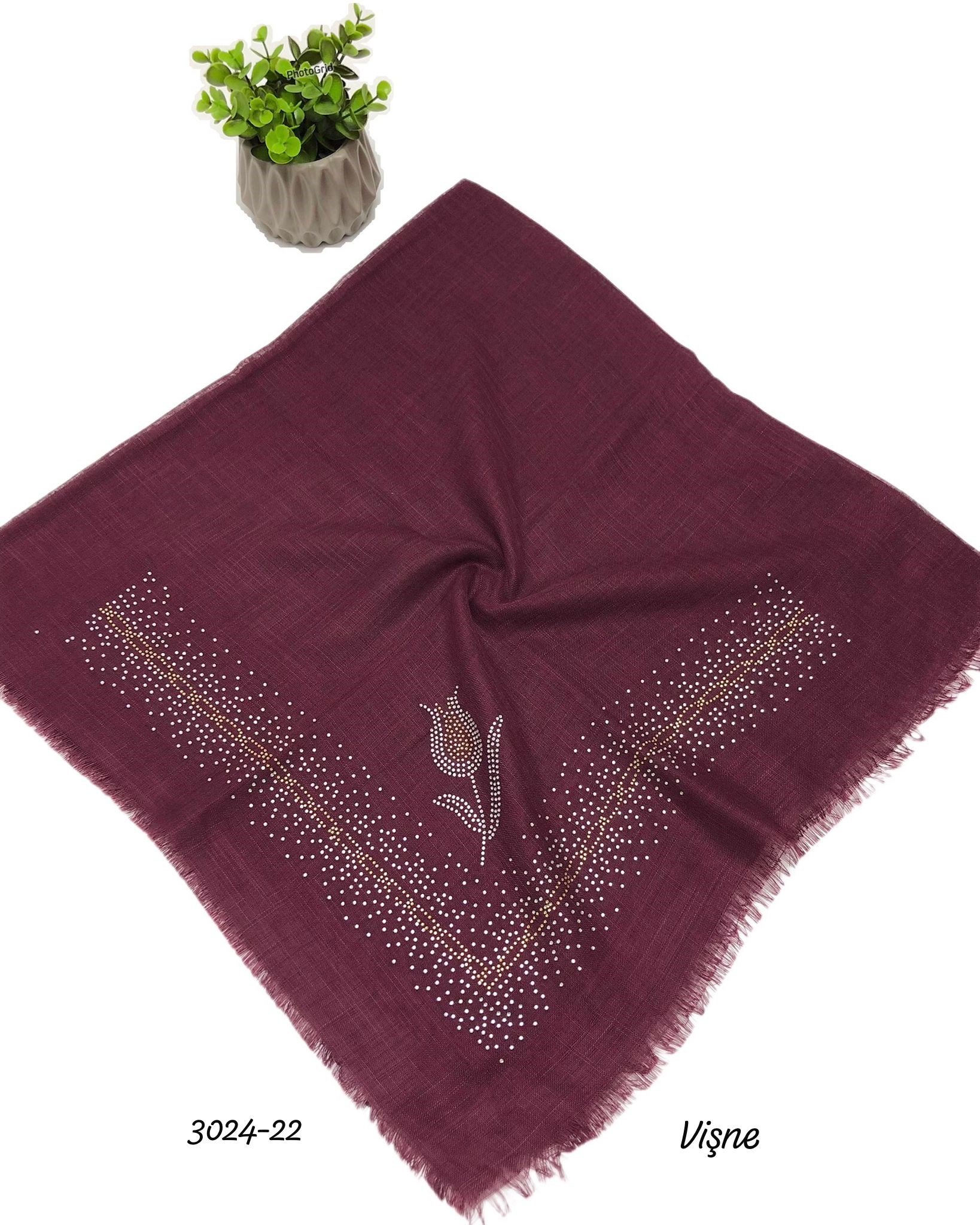 3024 Taşlı Flamlı Eşarp