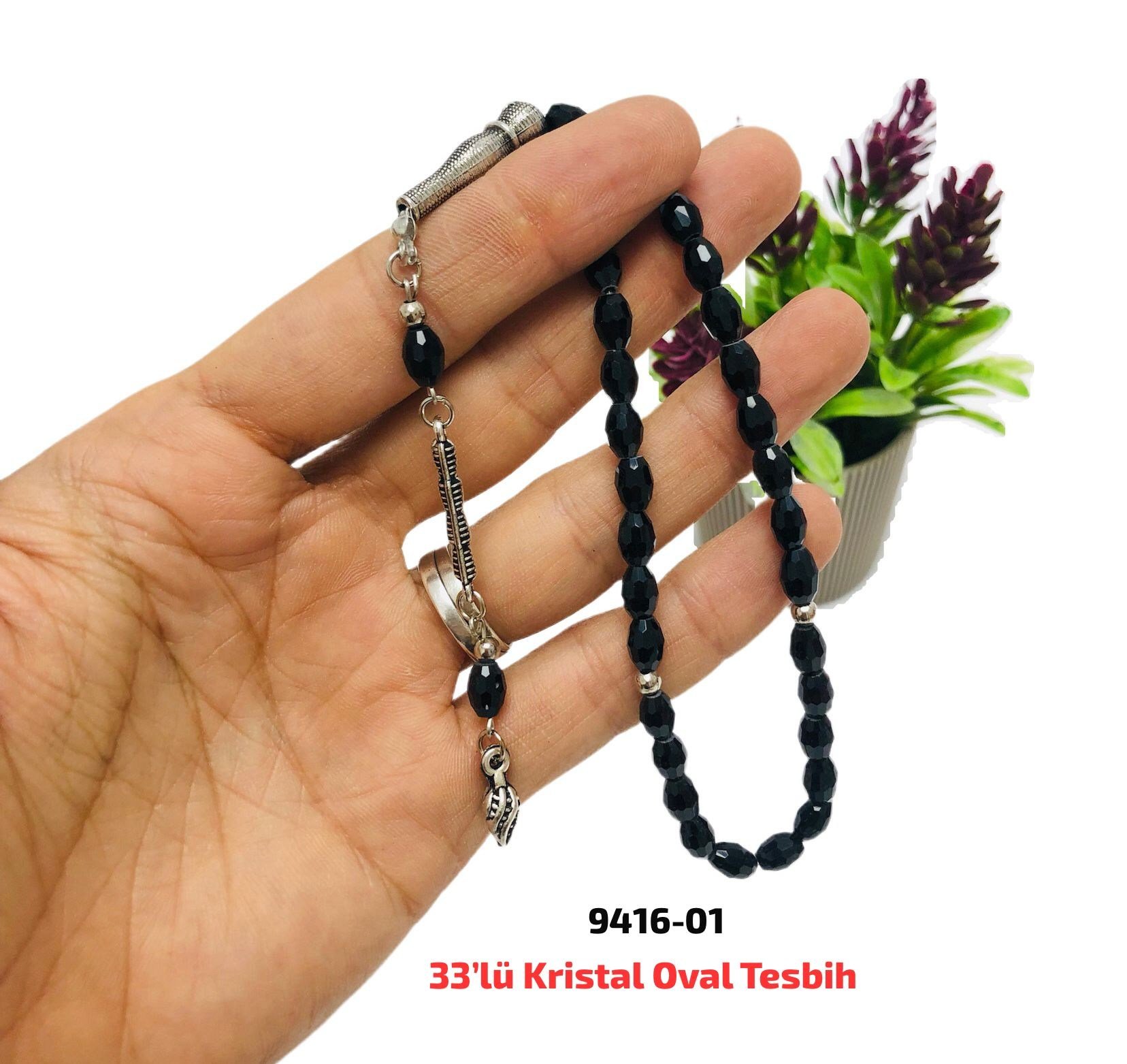 33 lü Kristal Oval Tesbih