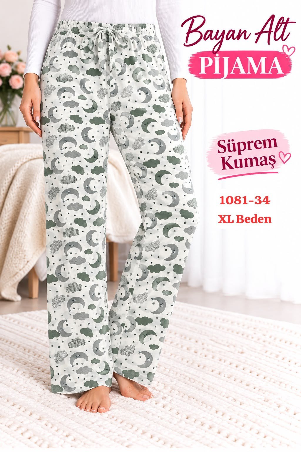 Süprem (sert) Kumaş Alt Pijama