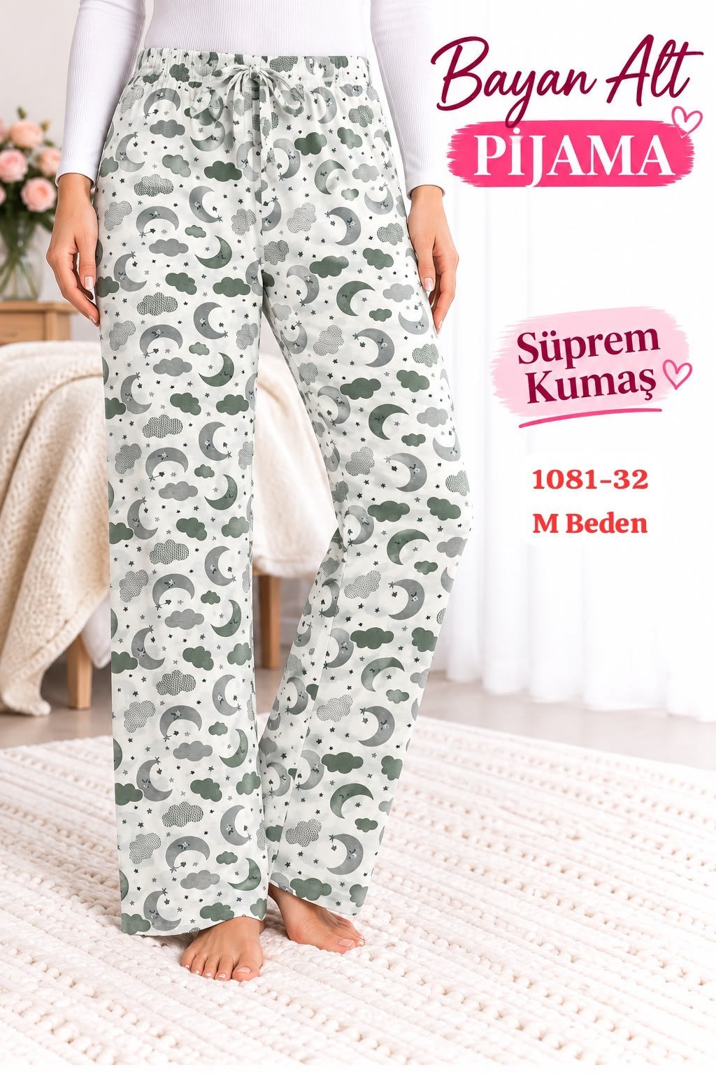 Süprem (sert) Kumaş Alt Pijama