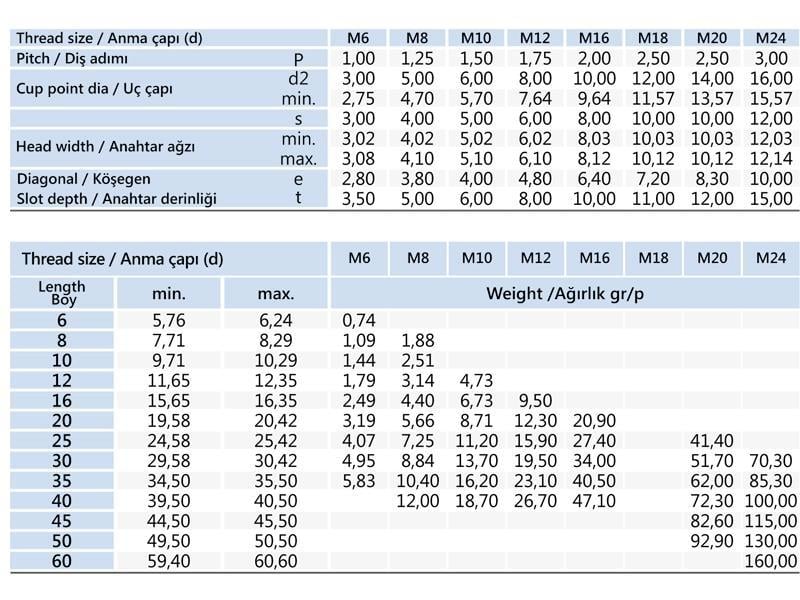 M5x6 Setskur Cıvata DIN 916