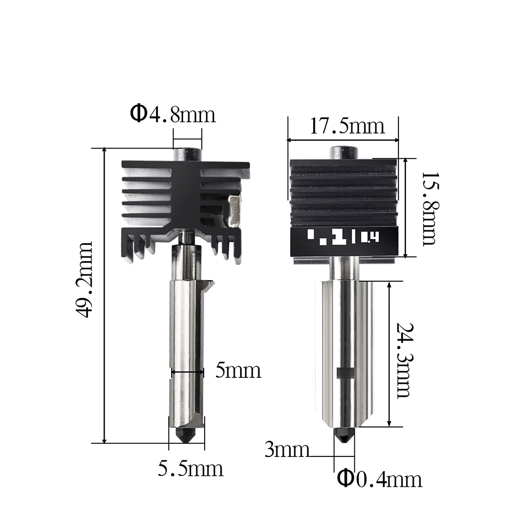 Bambu Lab H2D-A1-A1 Mini Sertleşleştirilmiş Çelik Mekanik Hotend Kiti-0.4mm