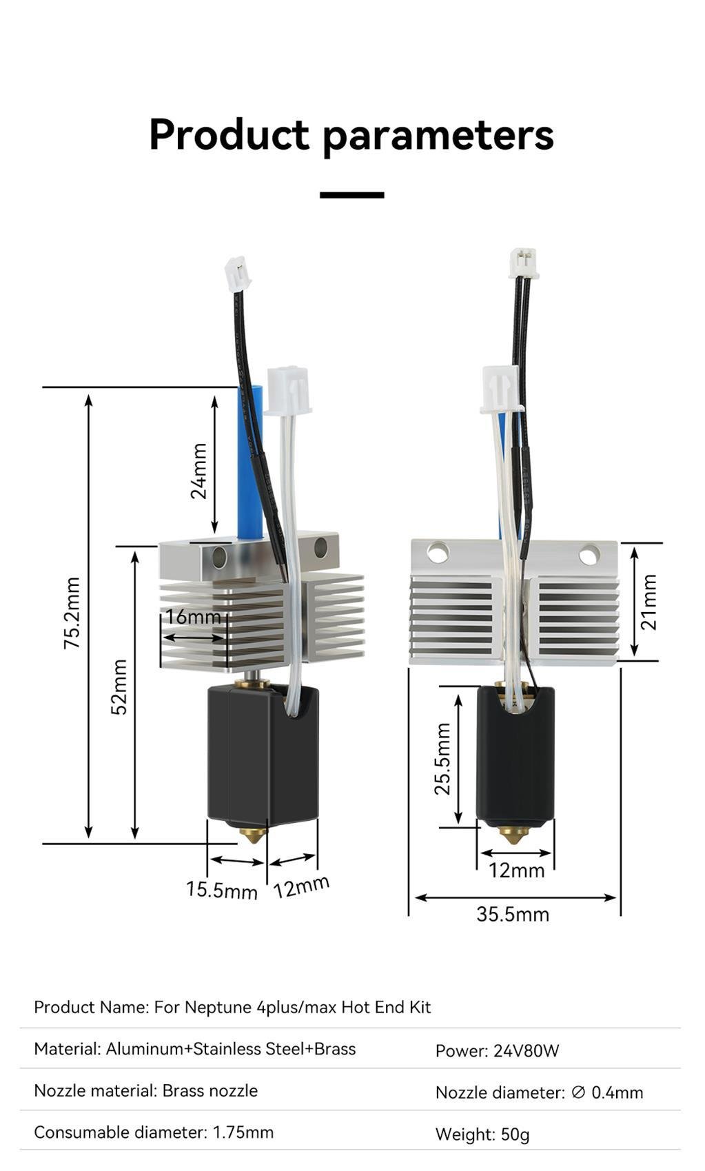 Elegoo Neptune 4 Plus-Max Full Hotend Seti(Soğutucu Gövde Dahil)