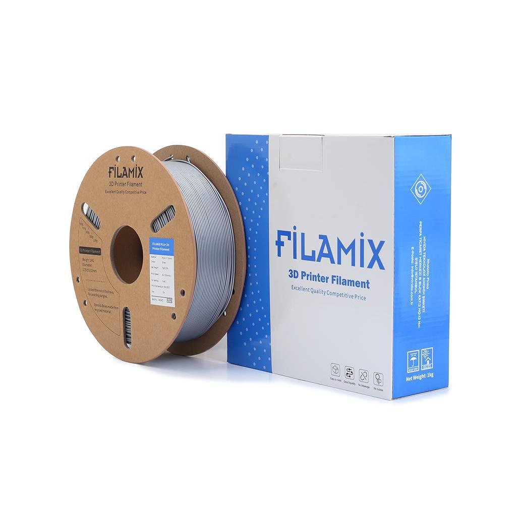 Filamix Filament PLA + 1.75mm 1 KG Plus Gümüş