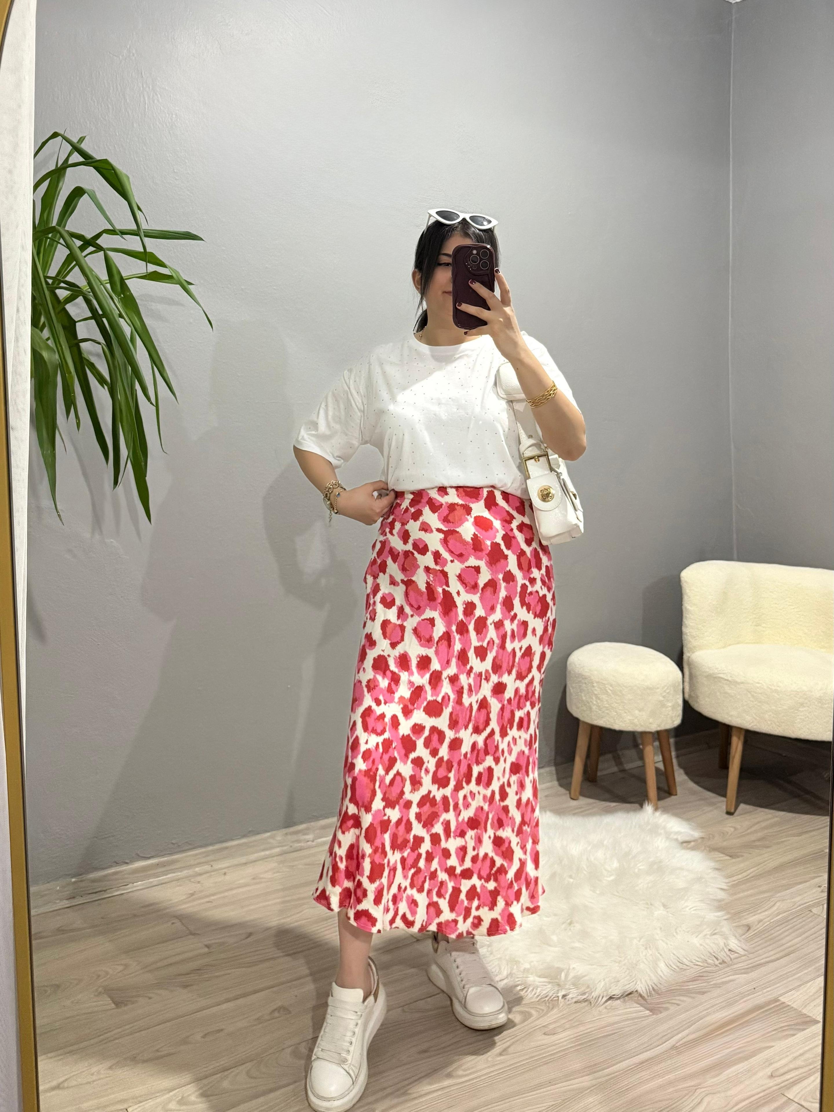 Oversize Taşlı Tshirt - Beyaz