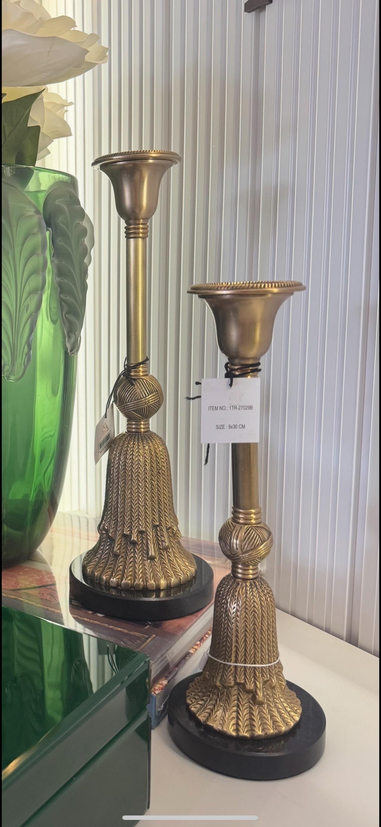 İkili Pirinç Şamdan 35cm ve 30 cm
